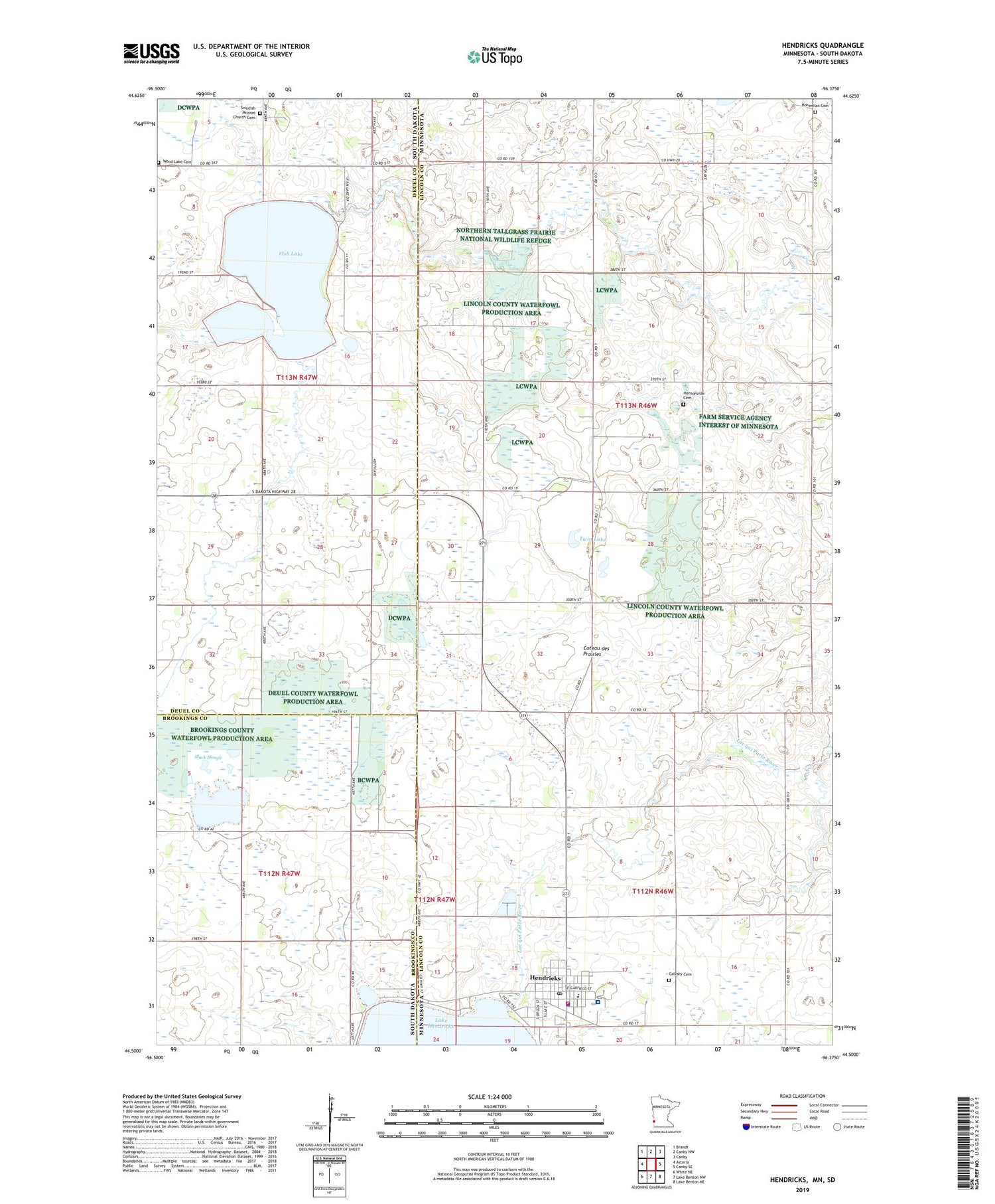 Hendricks Minnesota US Topo Map Image