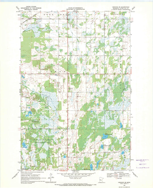 Classic USGS Henning SE Minnesota 7.5'x7.5' Topo Map Image