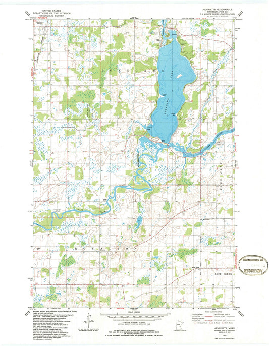 Classic USGS Henriette Minnesota 7.5'x7.5' Topo Map Image