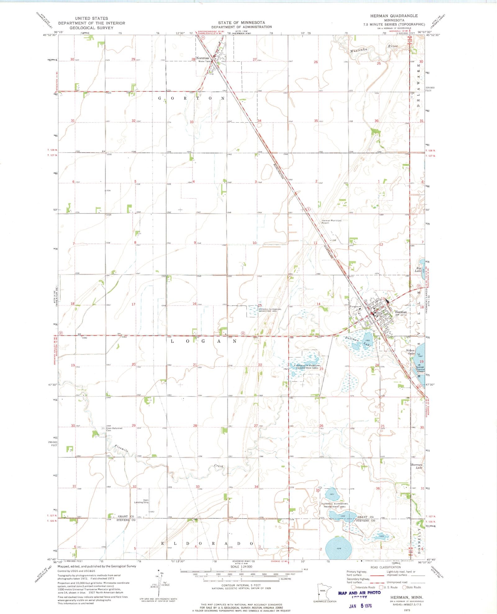 Classic USGS Herman Minnesota 7.5'x7.5' Topo Map – MyTopo Map Store