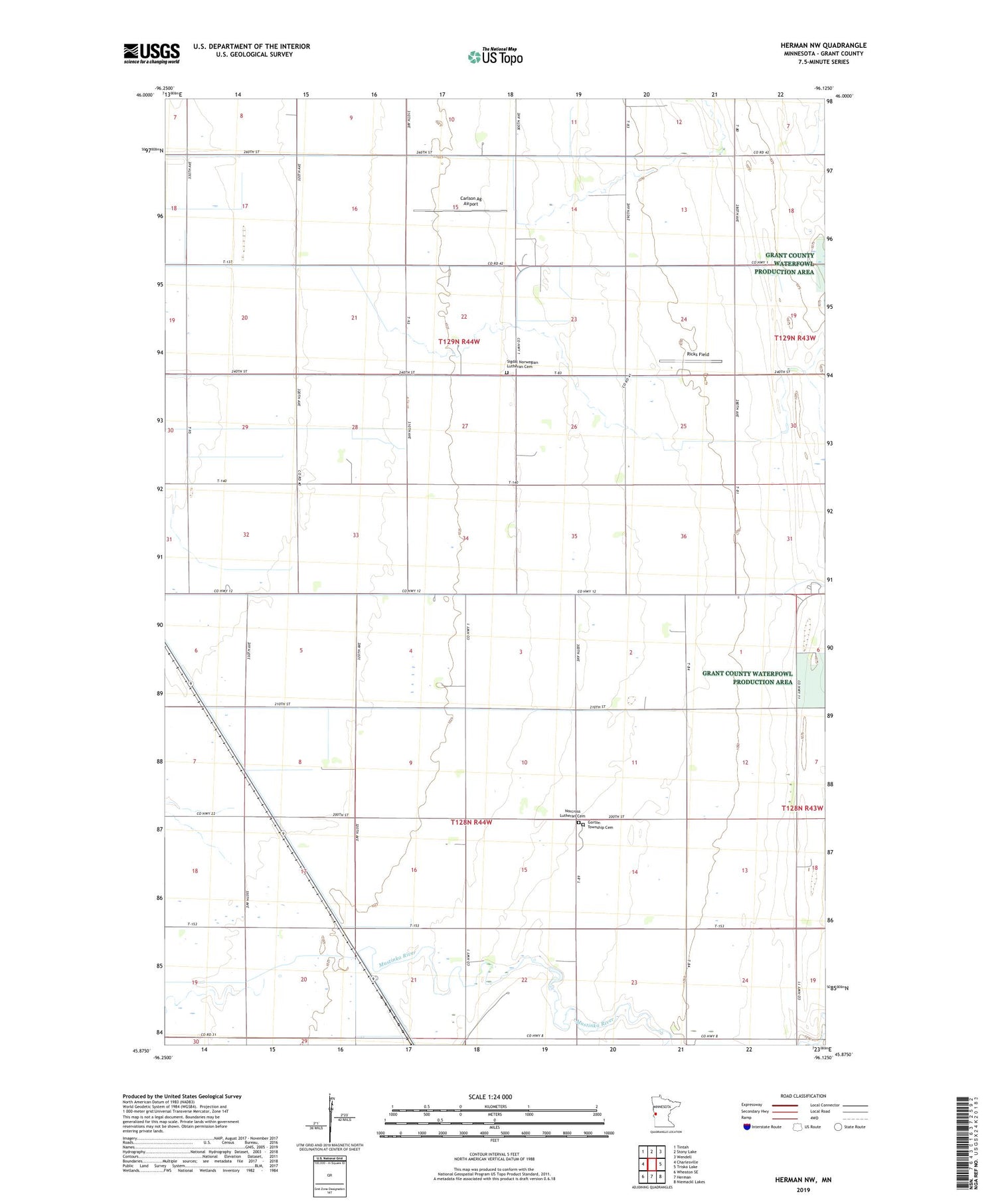 Herman NW Minnesota US Topo Map Image