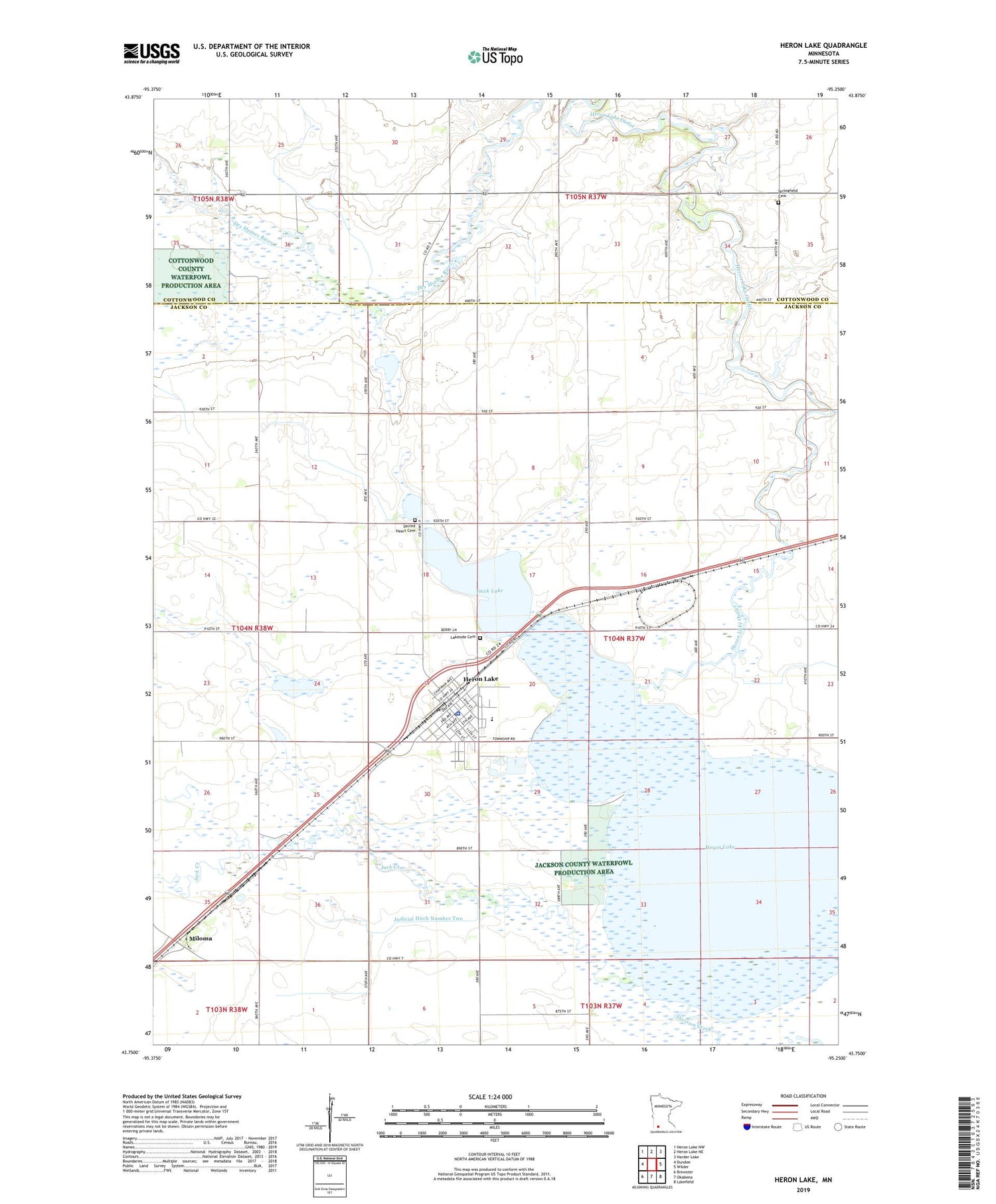 Heron Lake Minnesota US Topo Map Image