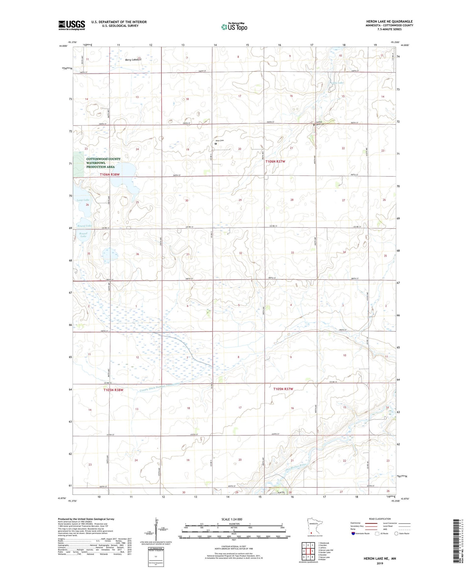 Heron Lake NE Minnesota US Topo Map Image