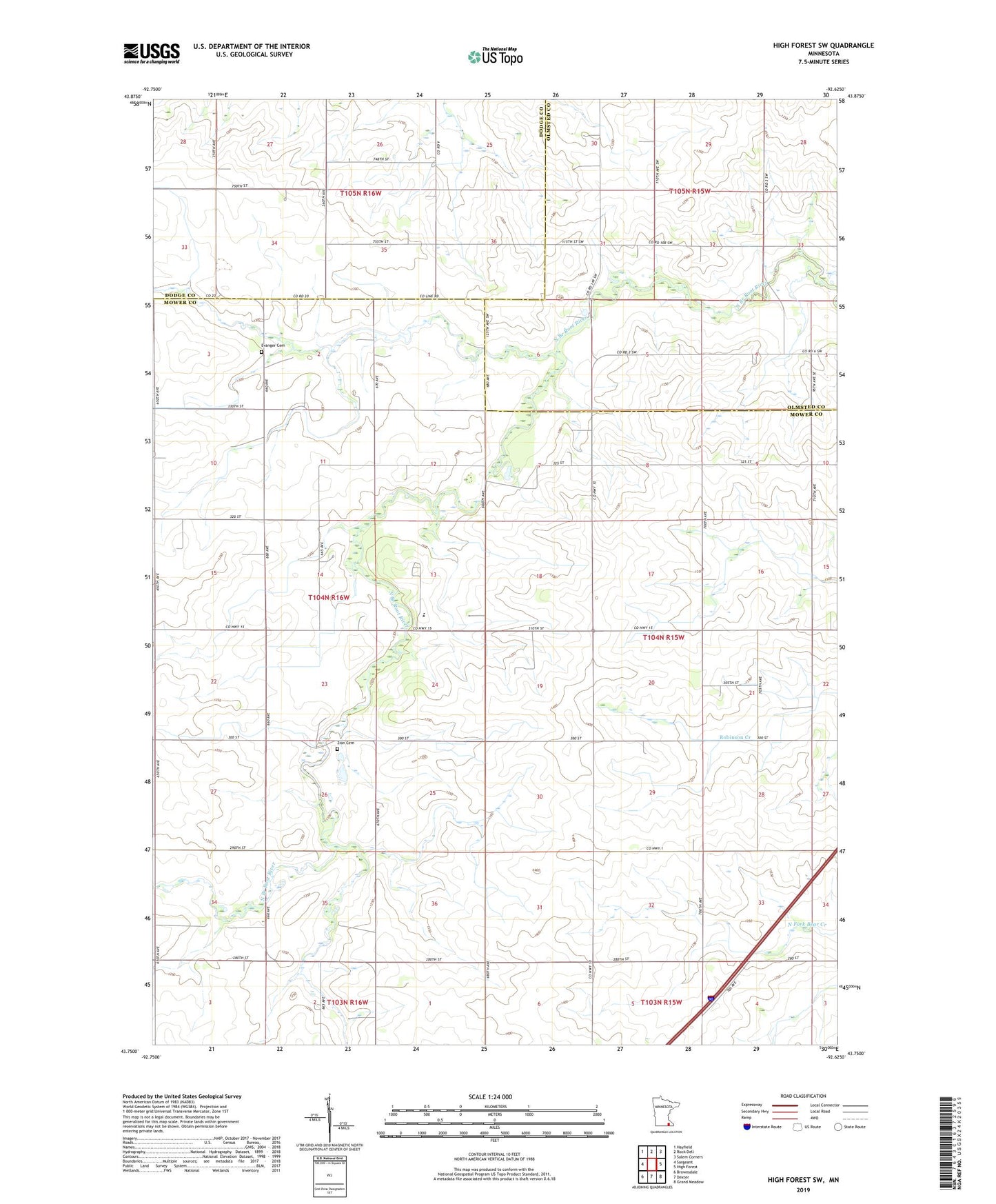 High Forest SW Minnesota US Topo Map Image