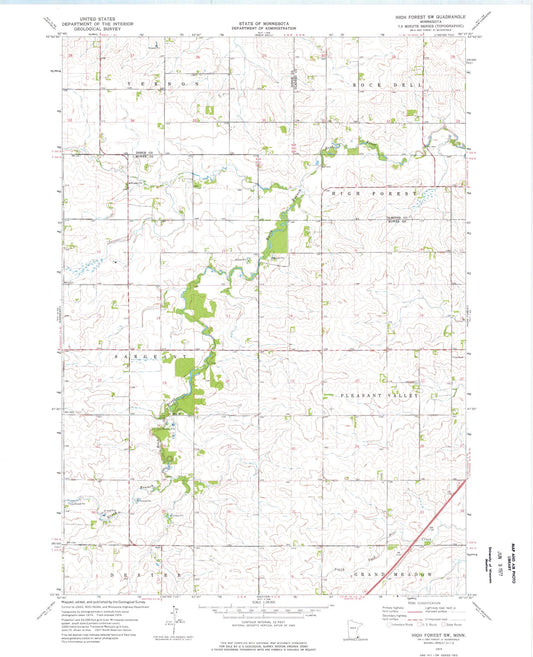 Classic USGS High Forest SW Minnesota 7.5'x7.5' Topo Map Image