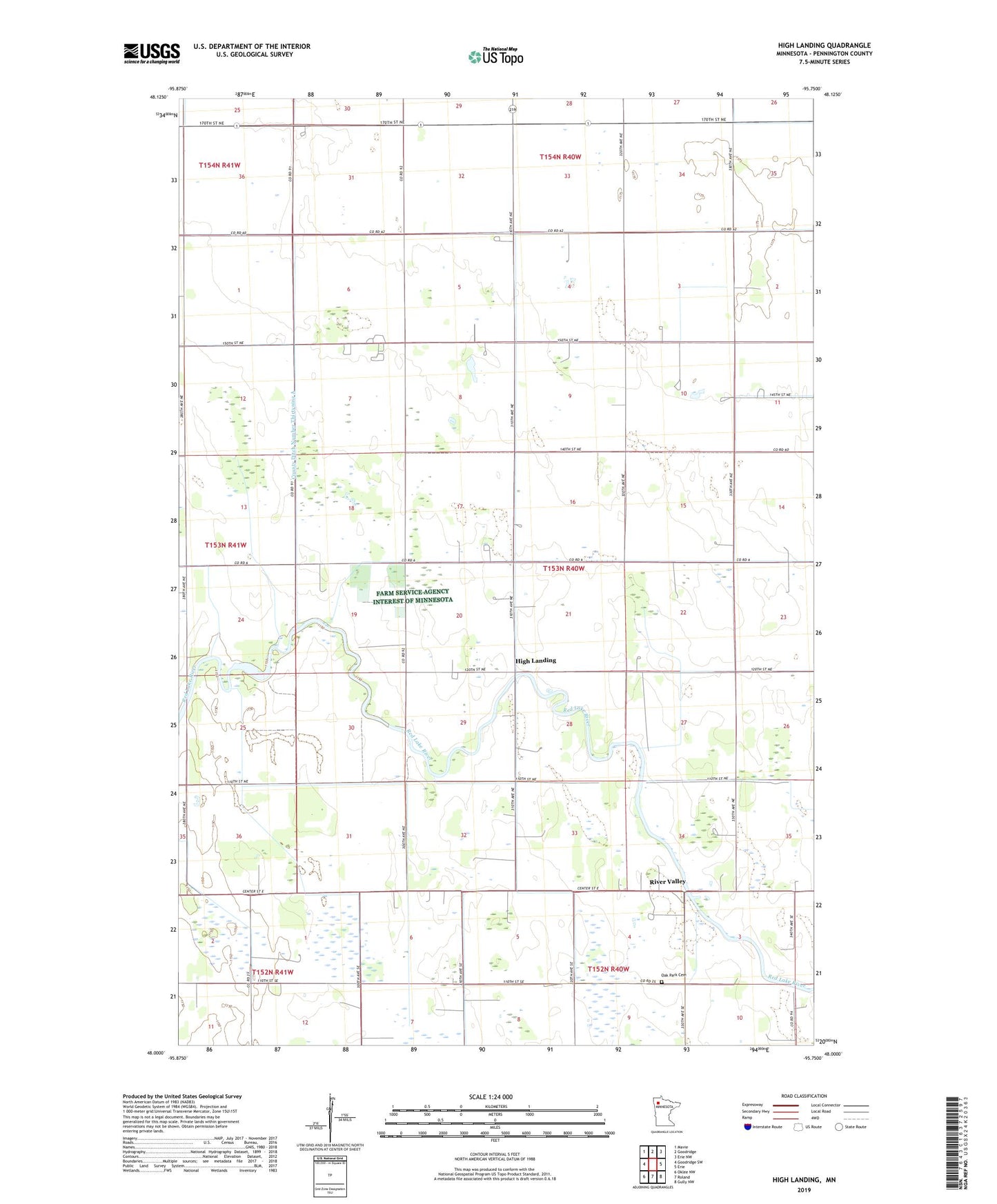 High Landing Minnesota US Topo Map Image