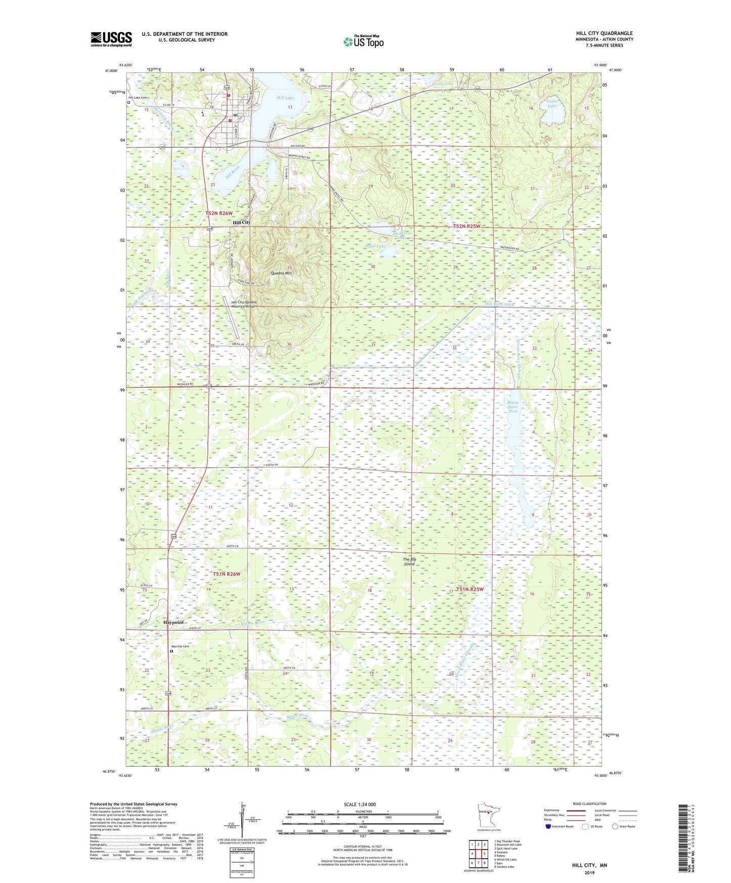 Hill City Minnesota US Topo Map Image