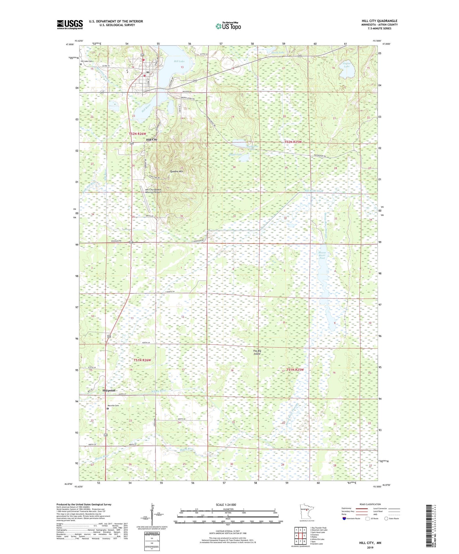 Hill City Minnesota US Topo Map Image