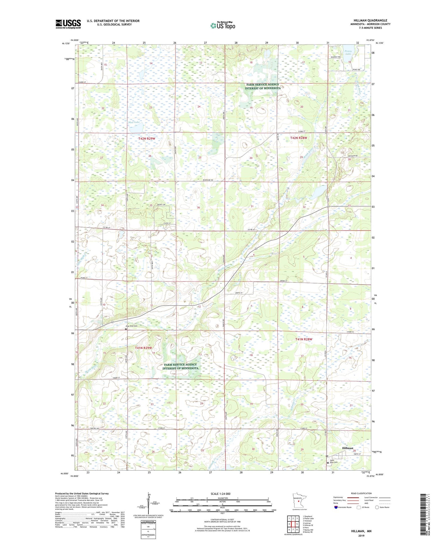 Hillman Minnesota US Topo Map Image