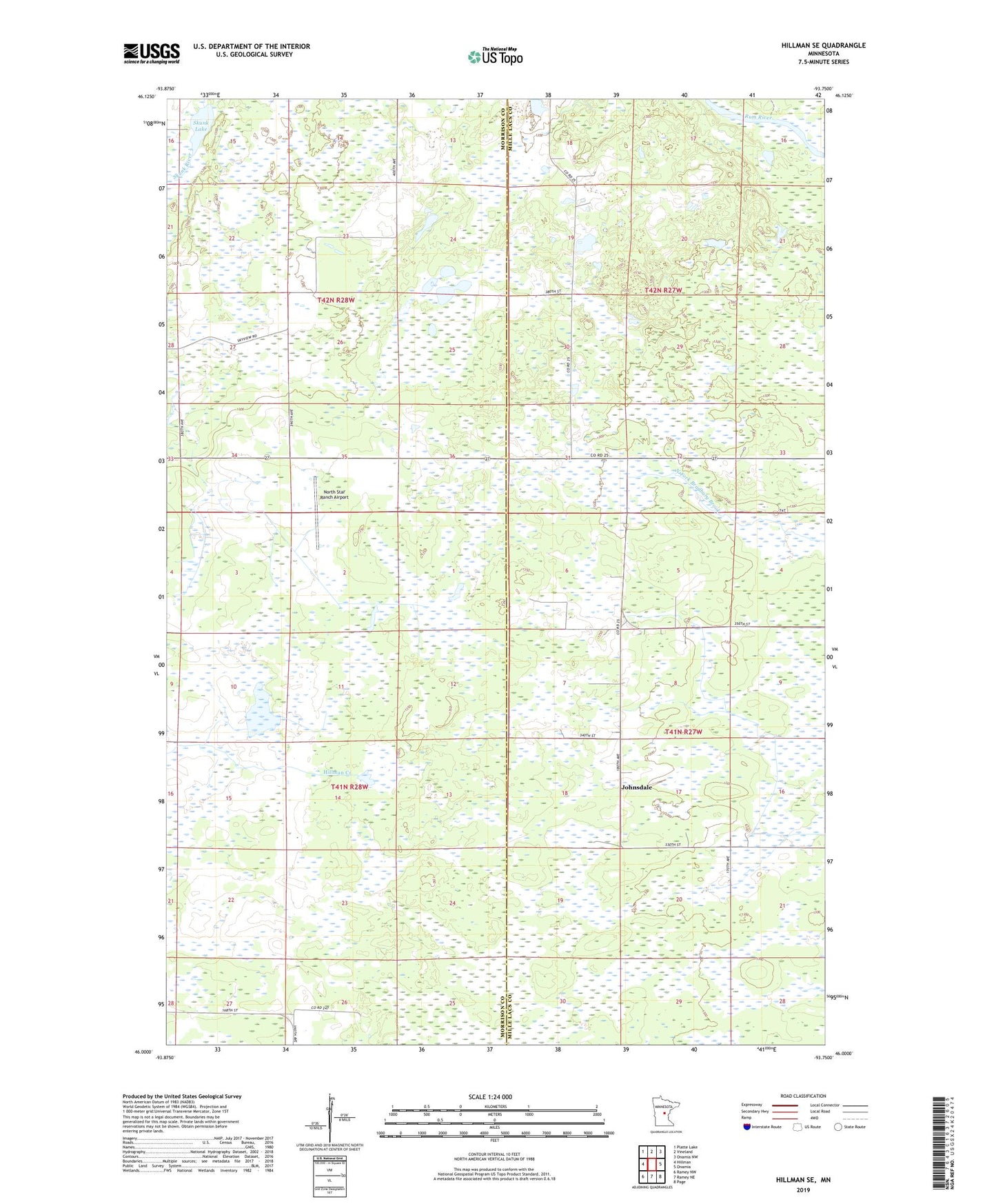 Hillman SE Minnesota US Topo Map Image