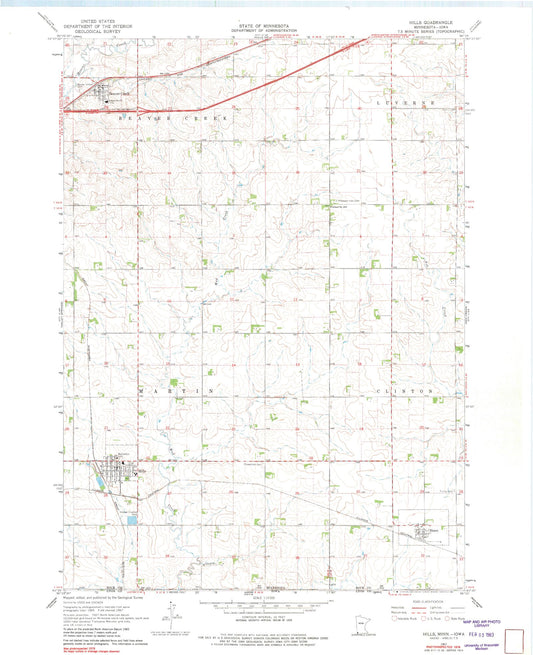 Classic USGS Hills Minnesota 7.5'x7.5' Topo Map Image