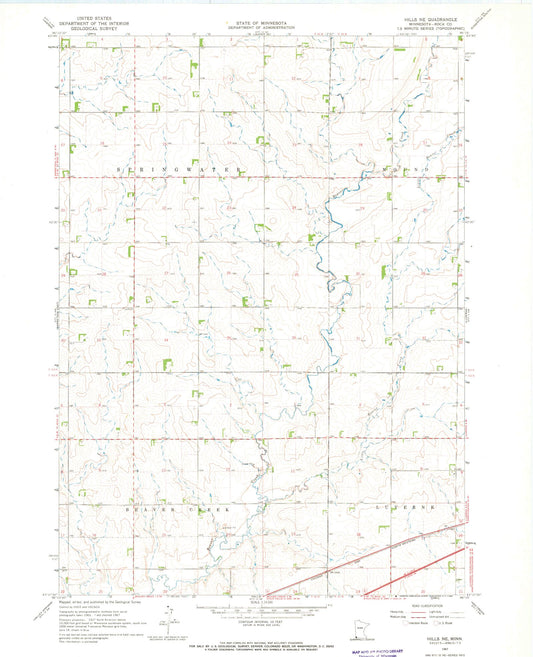 Classic USGS Hills NE Minnesota 7.5'x7.5' Topo Map Image