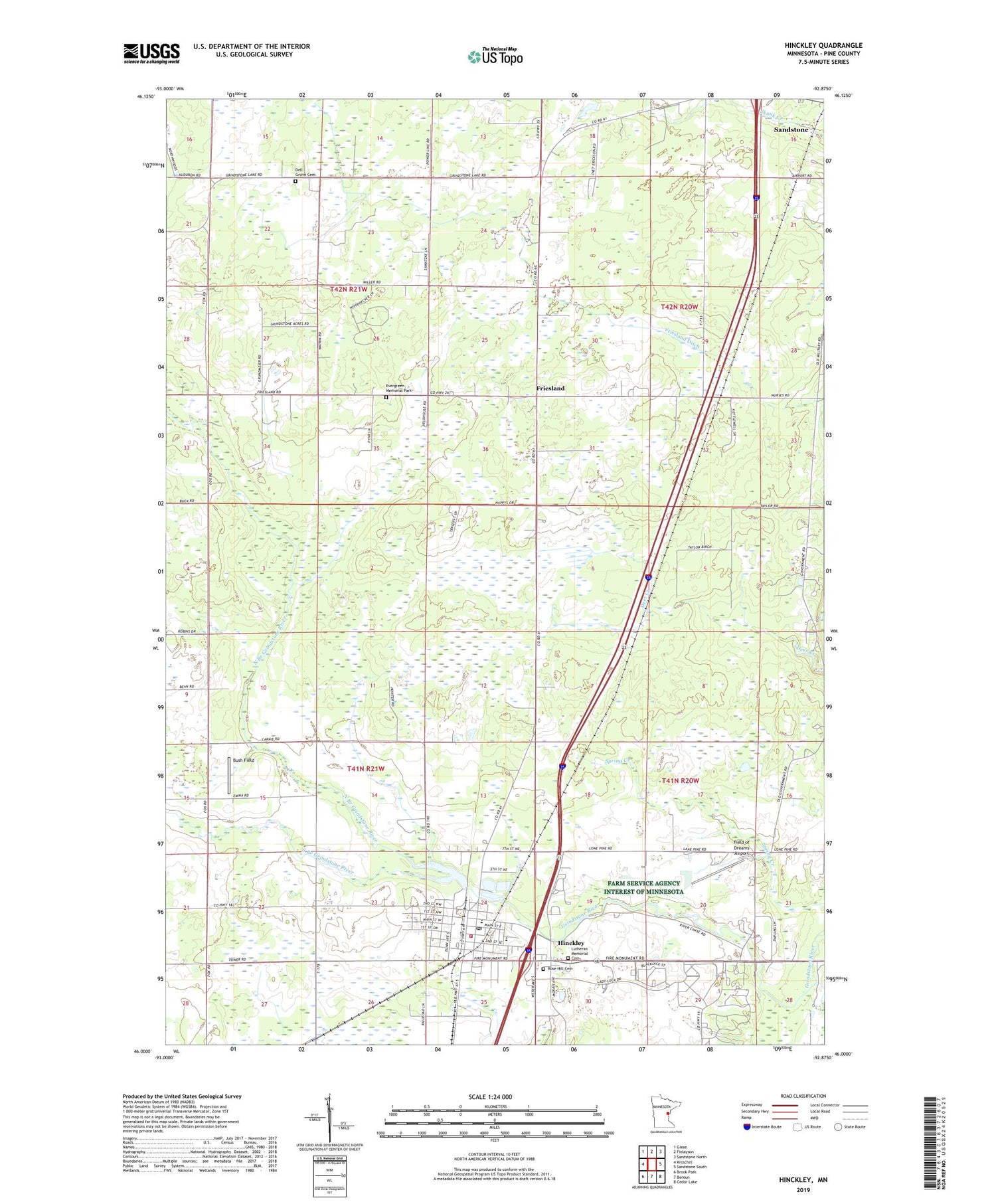 Hinckley Minnesota US Topo Map Image