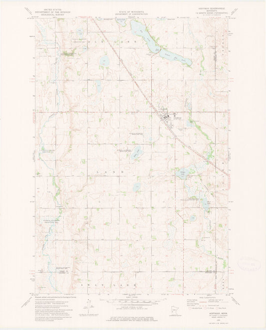 Classic USGS Hoffman Minnesota 7.5'x7.5' Topo Map Image