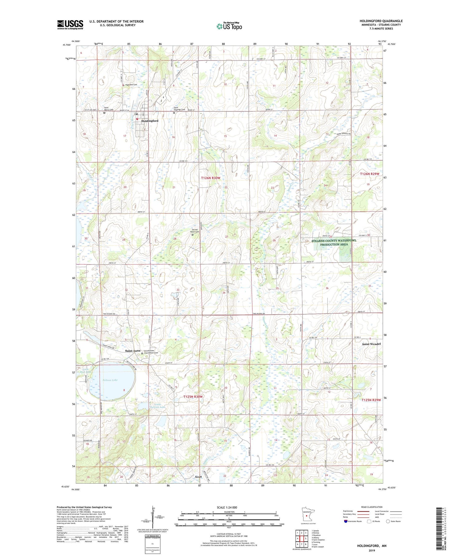 Holdingford Minnesota US Topo Map Image