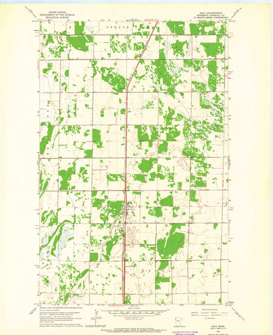 Classic USGS Holt Minnesota 7.5'x7.5' Topo Map Image