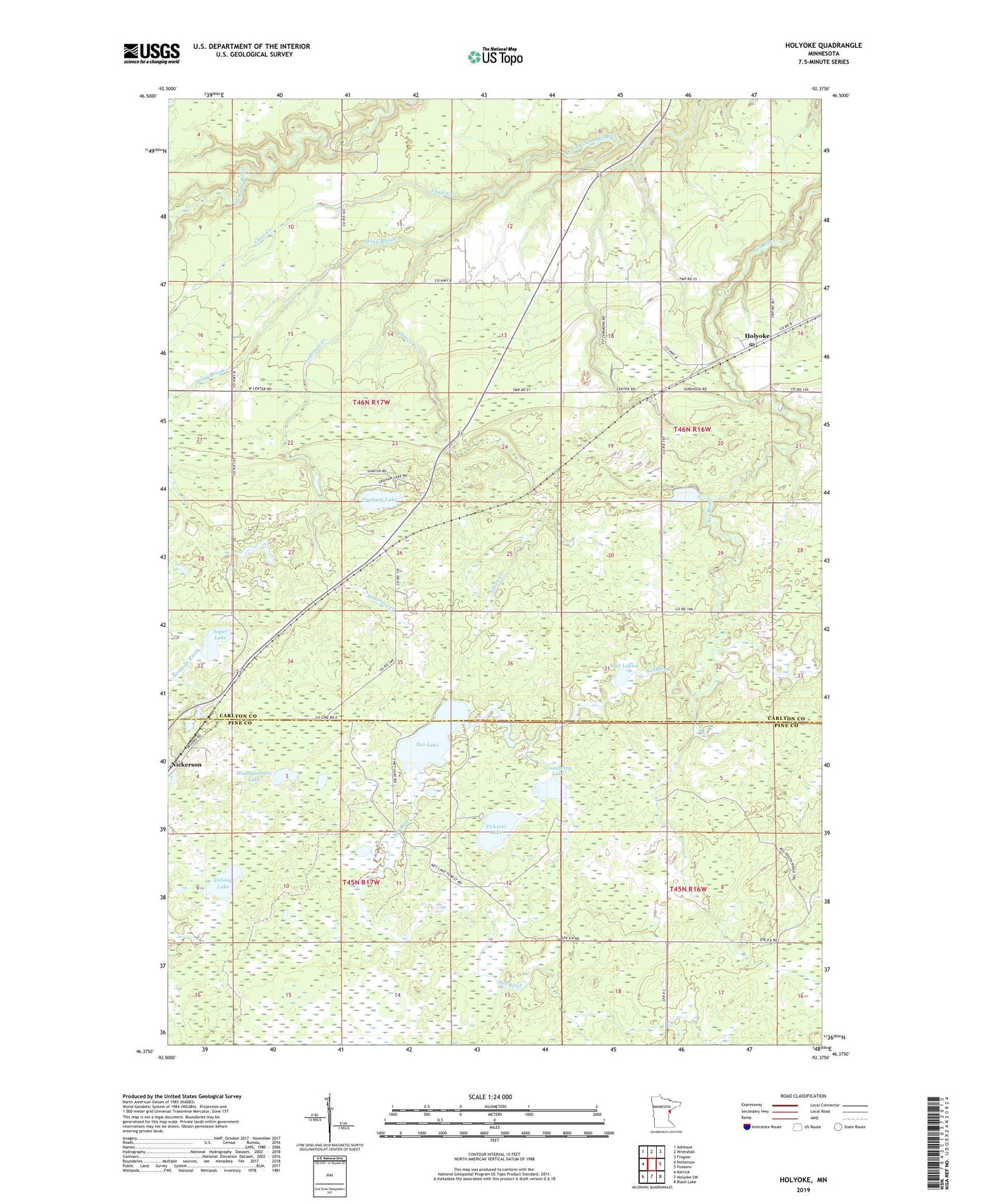 Holyoke Minnesota US Topo Map Image
