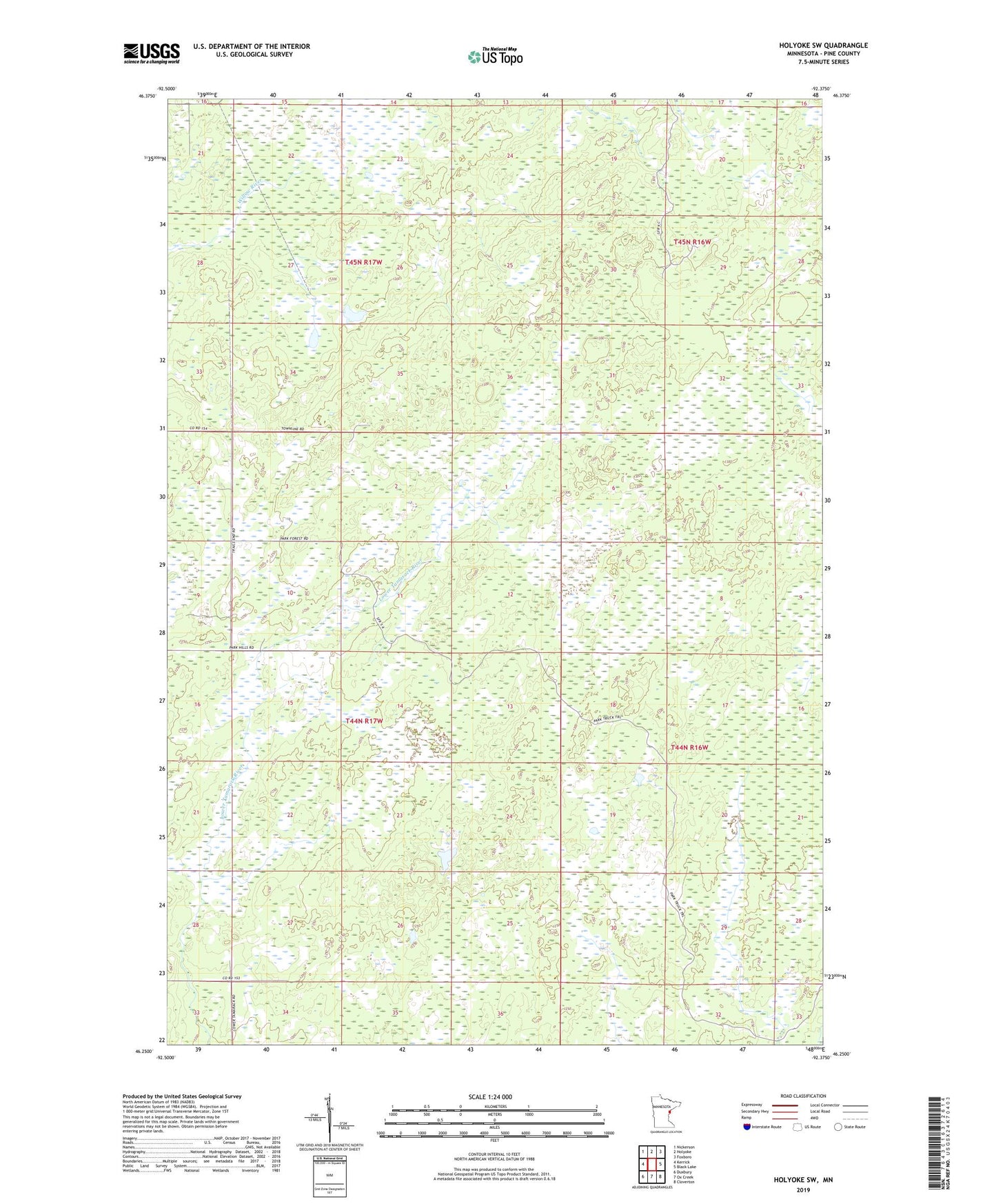 Holyoke SW Minnesota US Topo Map Image