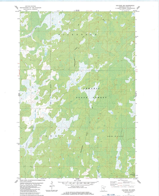 Classic USGS Holyoke SW Minnesota 7.5'x7.5' Topo Map Image