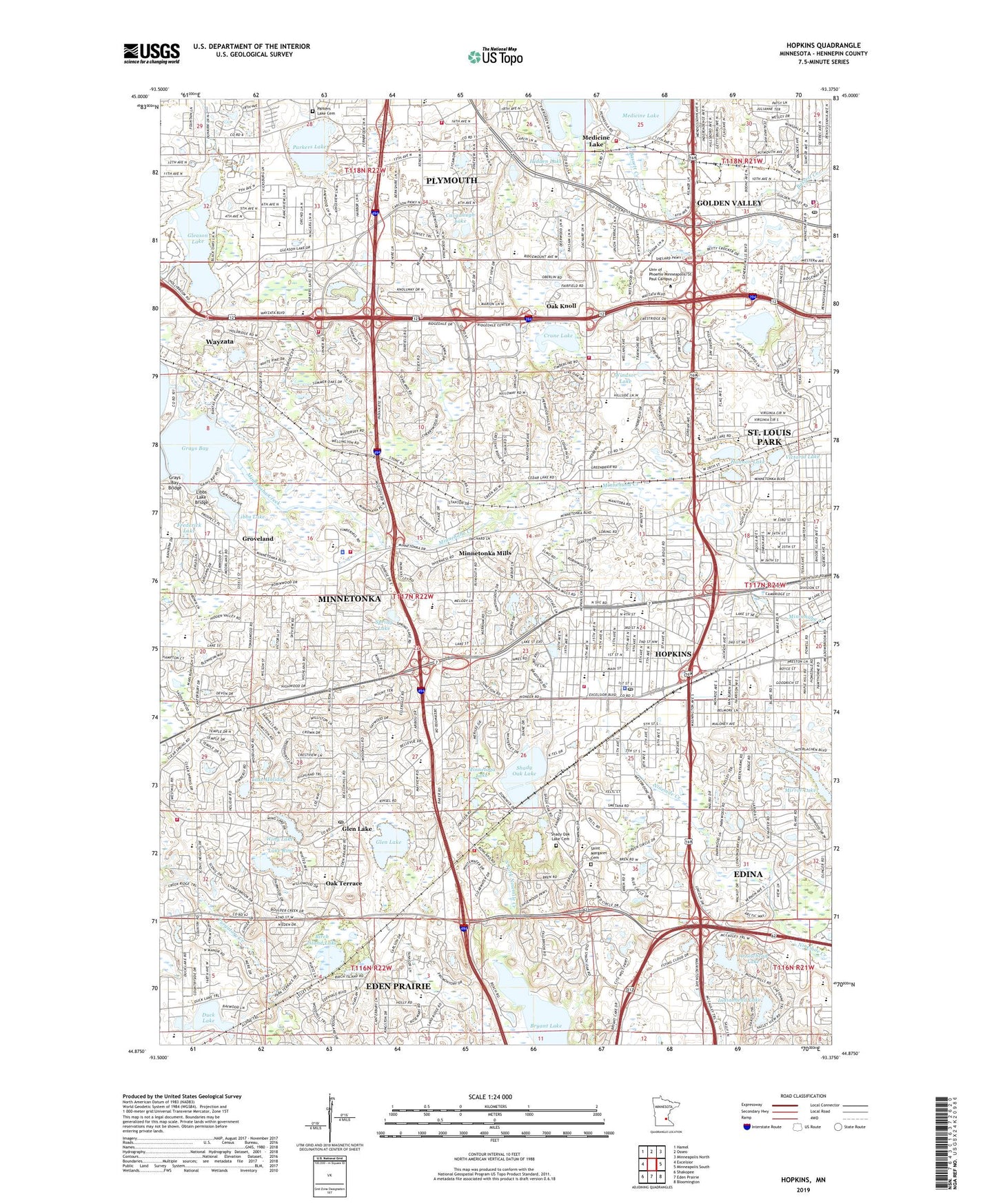 Hopkins Minnesota US Topo Map Image