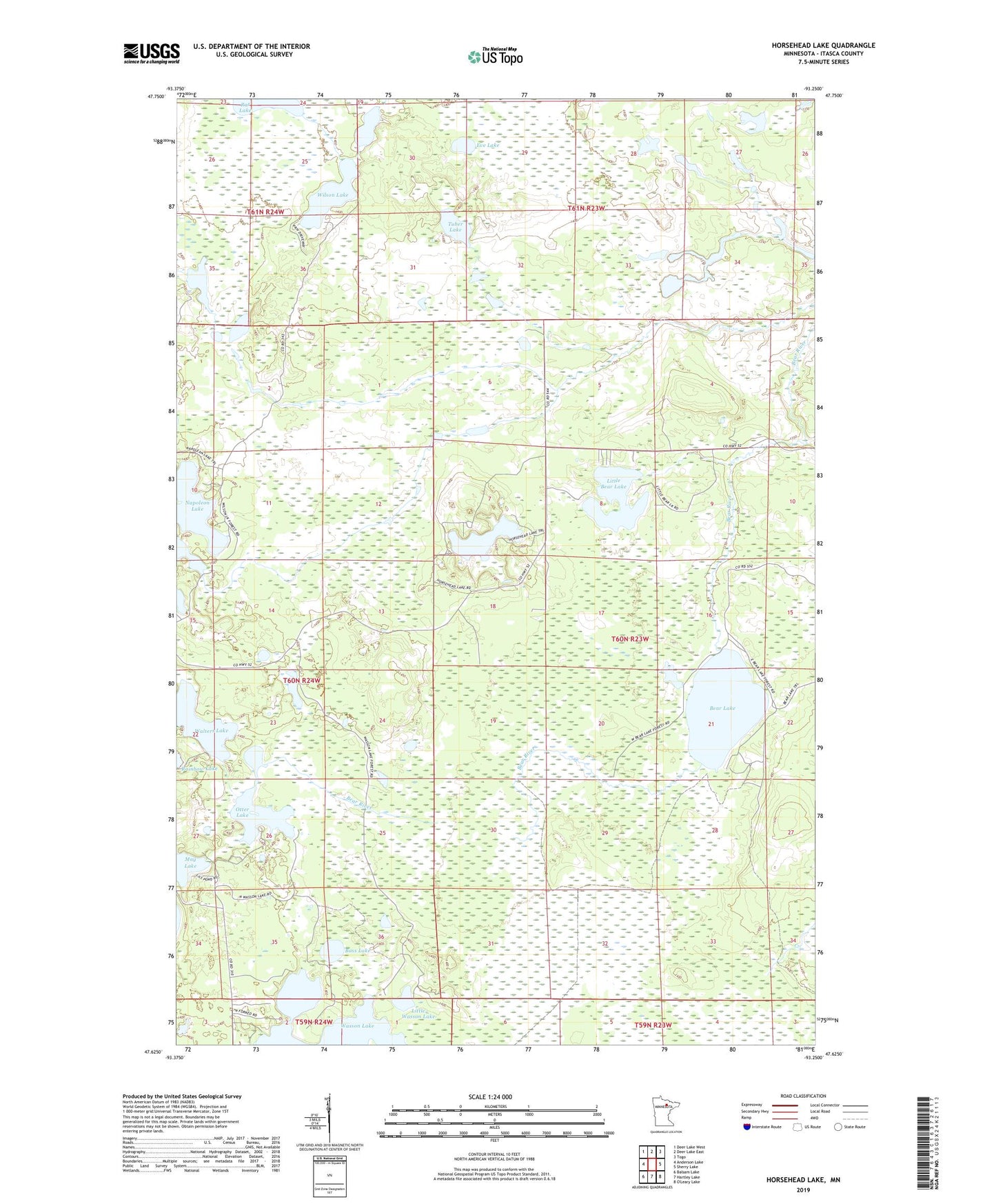Horsehead Lake Minnesota US Topo Map Image