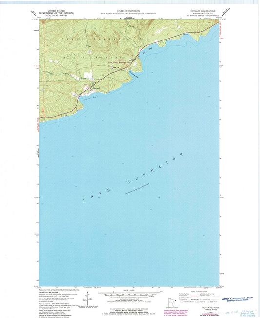 Classic USGS Hovland Minnesota 7.5'x7.5' Topo Map Image