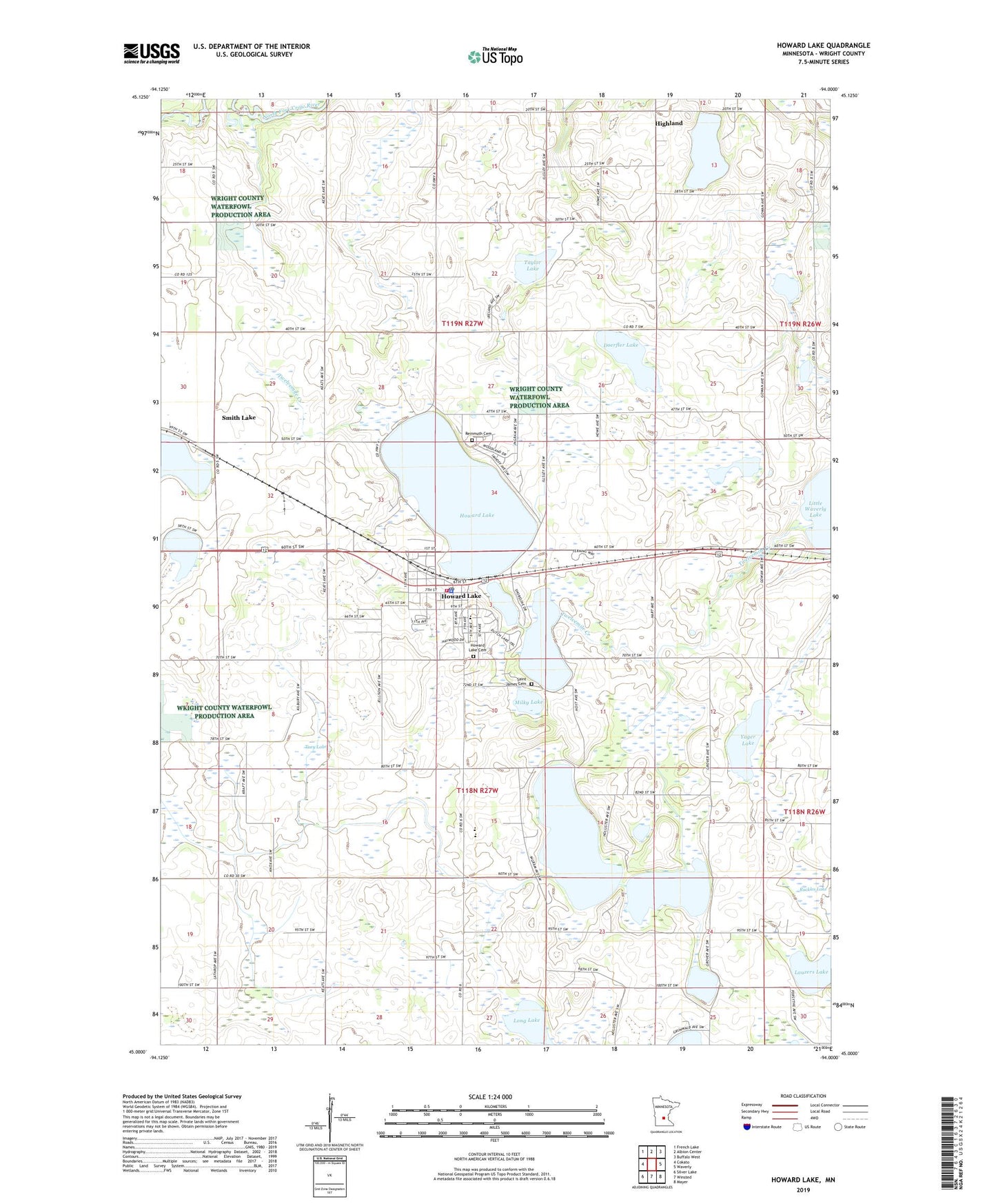 Howard Lake Minnesota US Topo Map Image