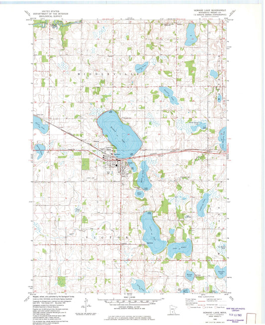 Classic USGS Howard Lake Minnesota 7.5'x7.5' Topo Map Image