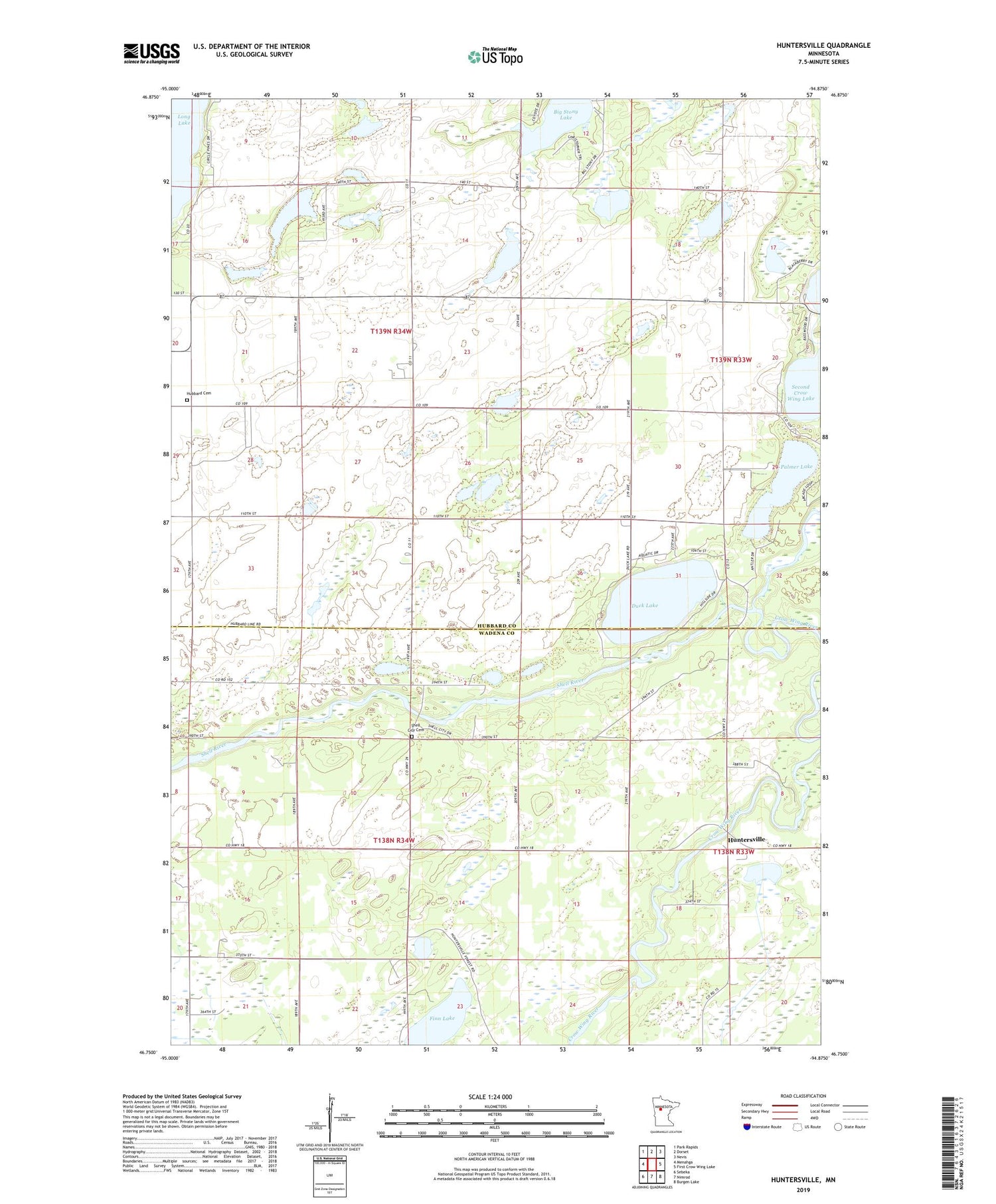 Huntersville Minnesota US Topo Map Image