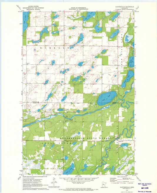Classic USGS Huntersville Minnesota 7.5'x7.5' Topo Map Image
