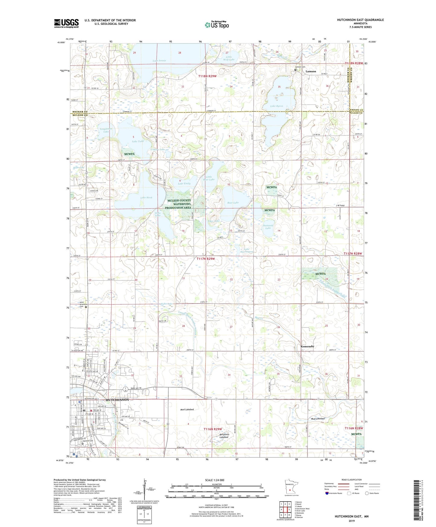 Hutchinson East Minnesota US Topo Map Image