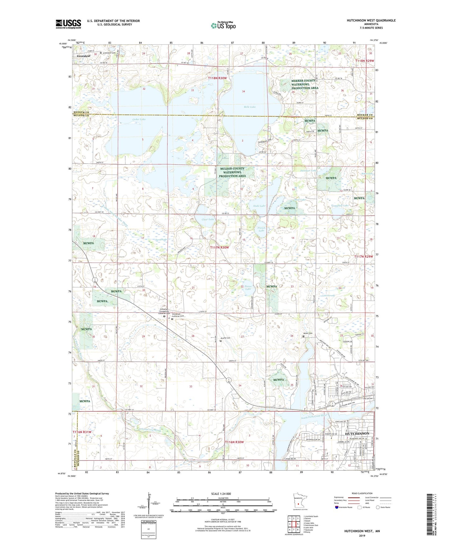 Hutchinson West Minnesota US Topo Map Image
