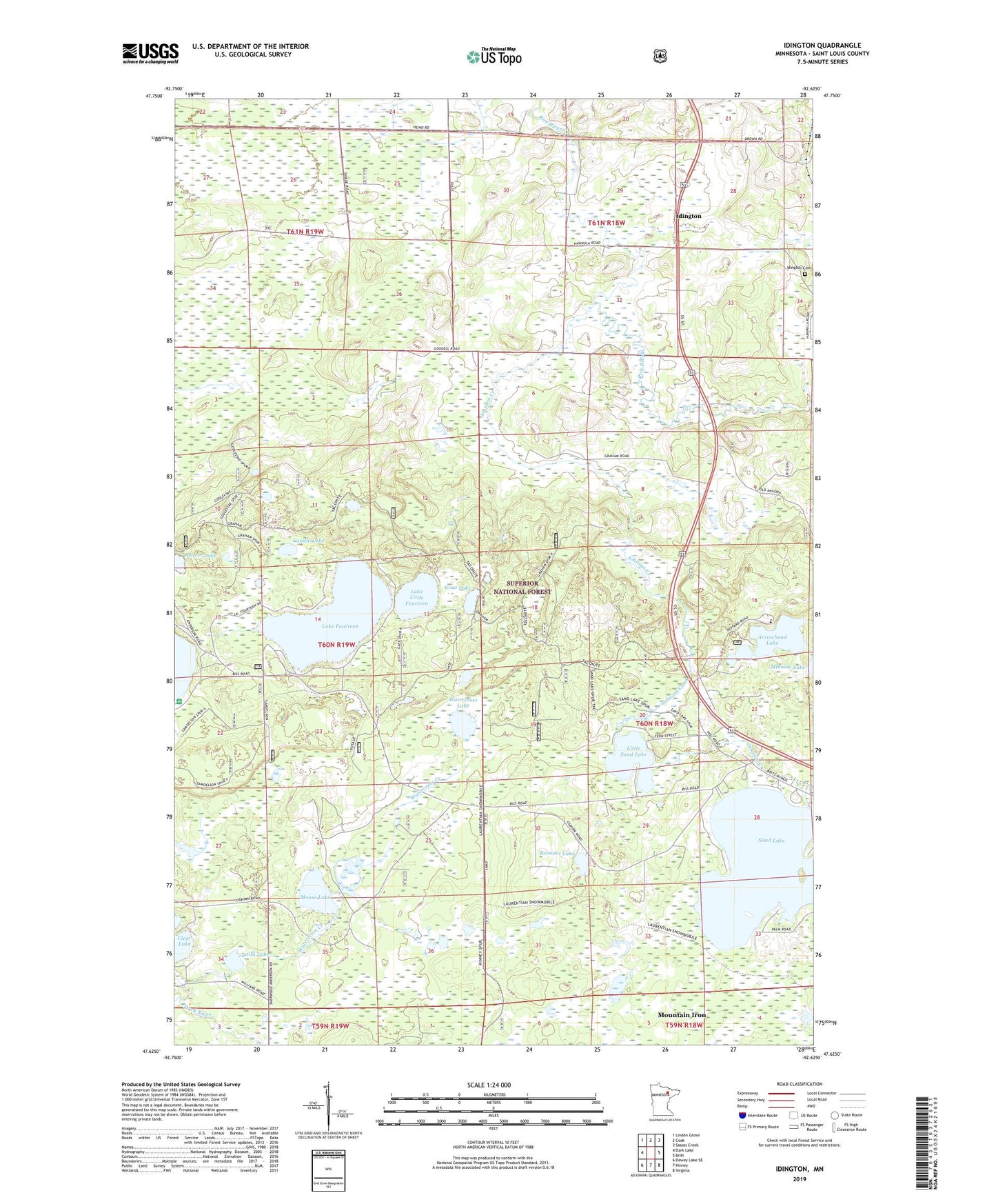Idington Minnesota US Topo Map Image