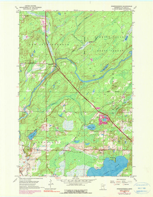 Classic USGS Independence Minnesota 7.5'x7.5' Topo Map Image
