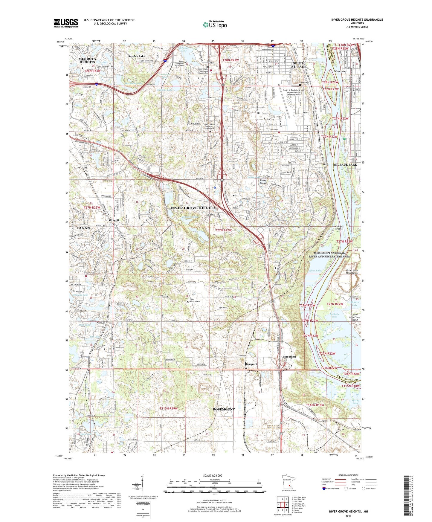 Inver Grove Heights Minnesota US Topo Map Image