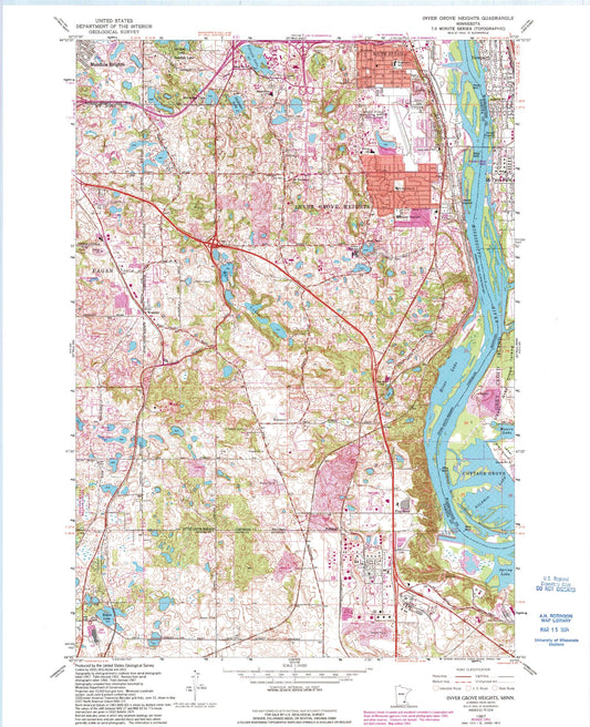 Classic USGS Inver Grove Heights Minnesota 7.5'x7.5' Topo Map Image