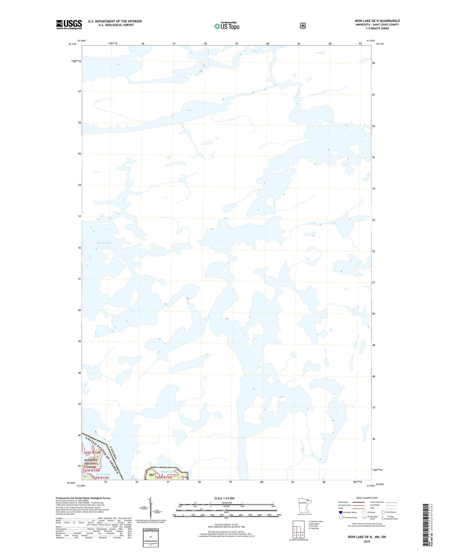 Iron Lake OE N Minnesota US Topo Map Image