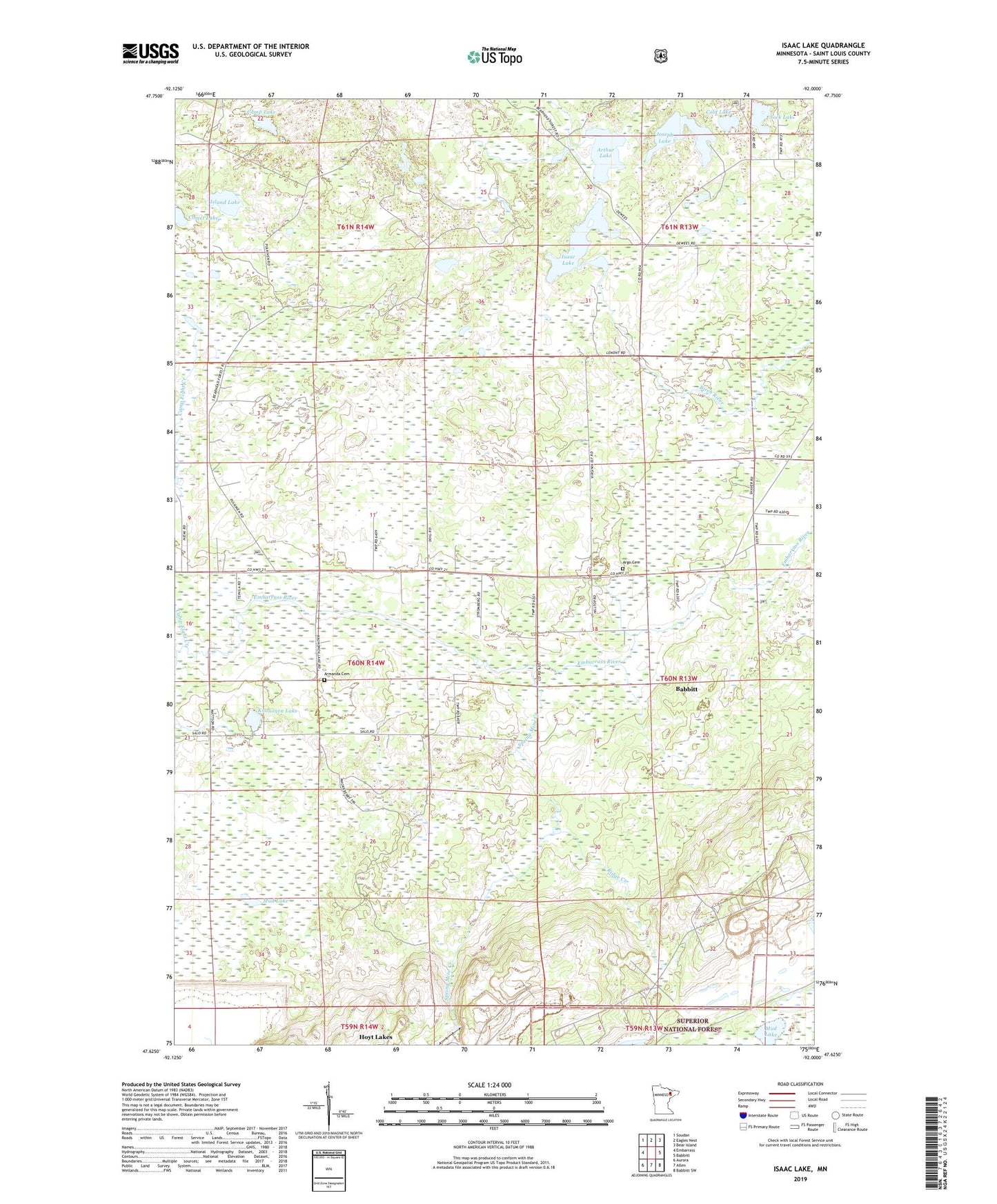 Isaac Lake Minnesota US Topo Map Image