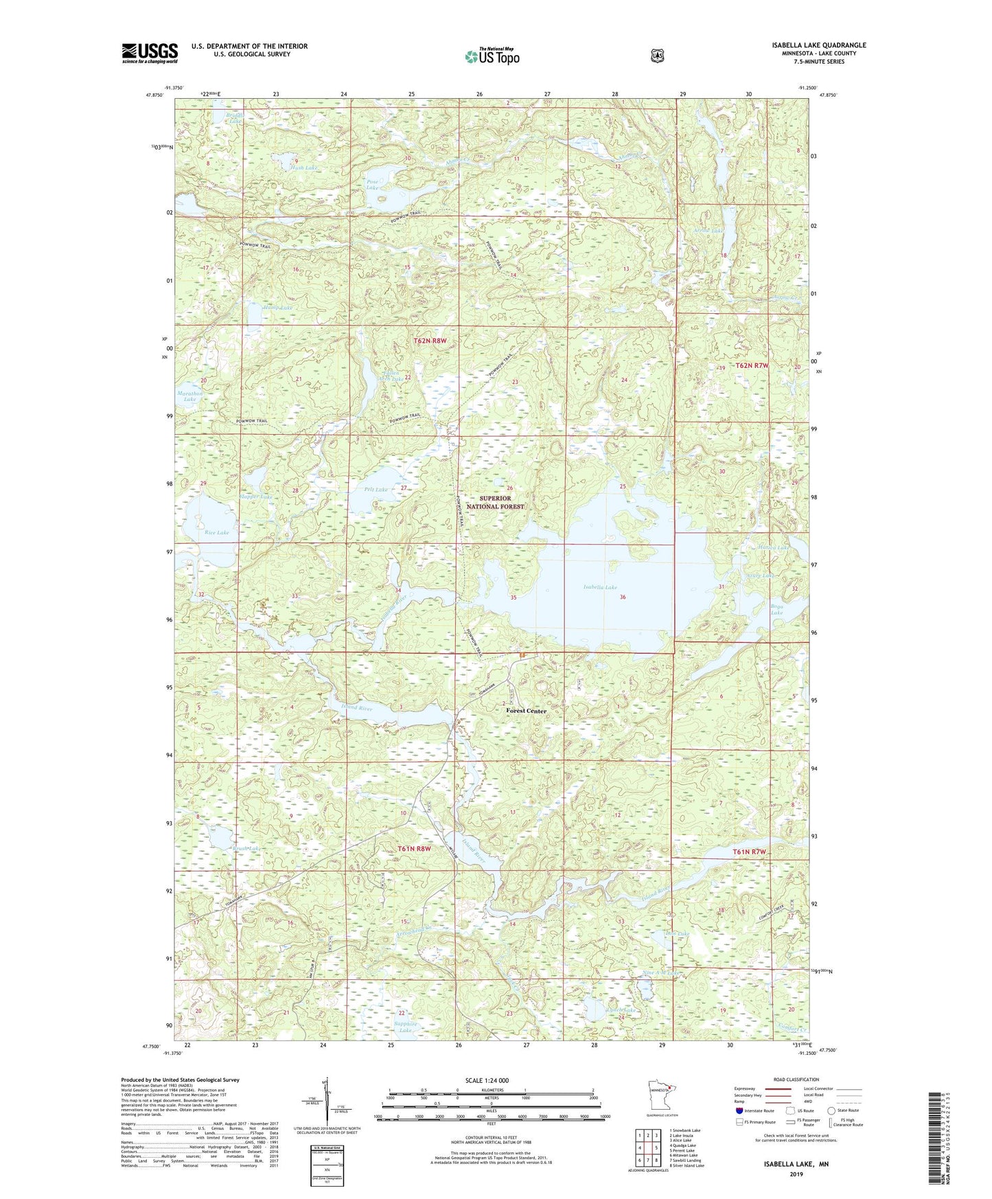 Isabella Lake Minnesota US Topo Map Image