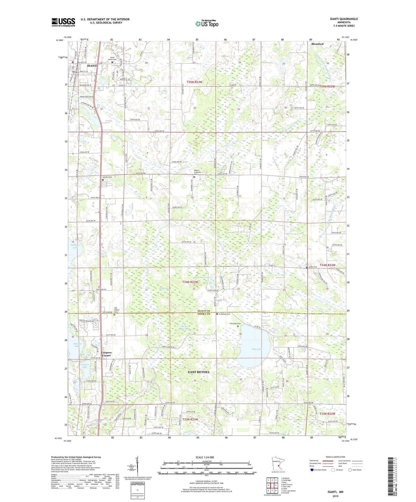Isanti Minnesota US Topo Map Image