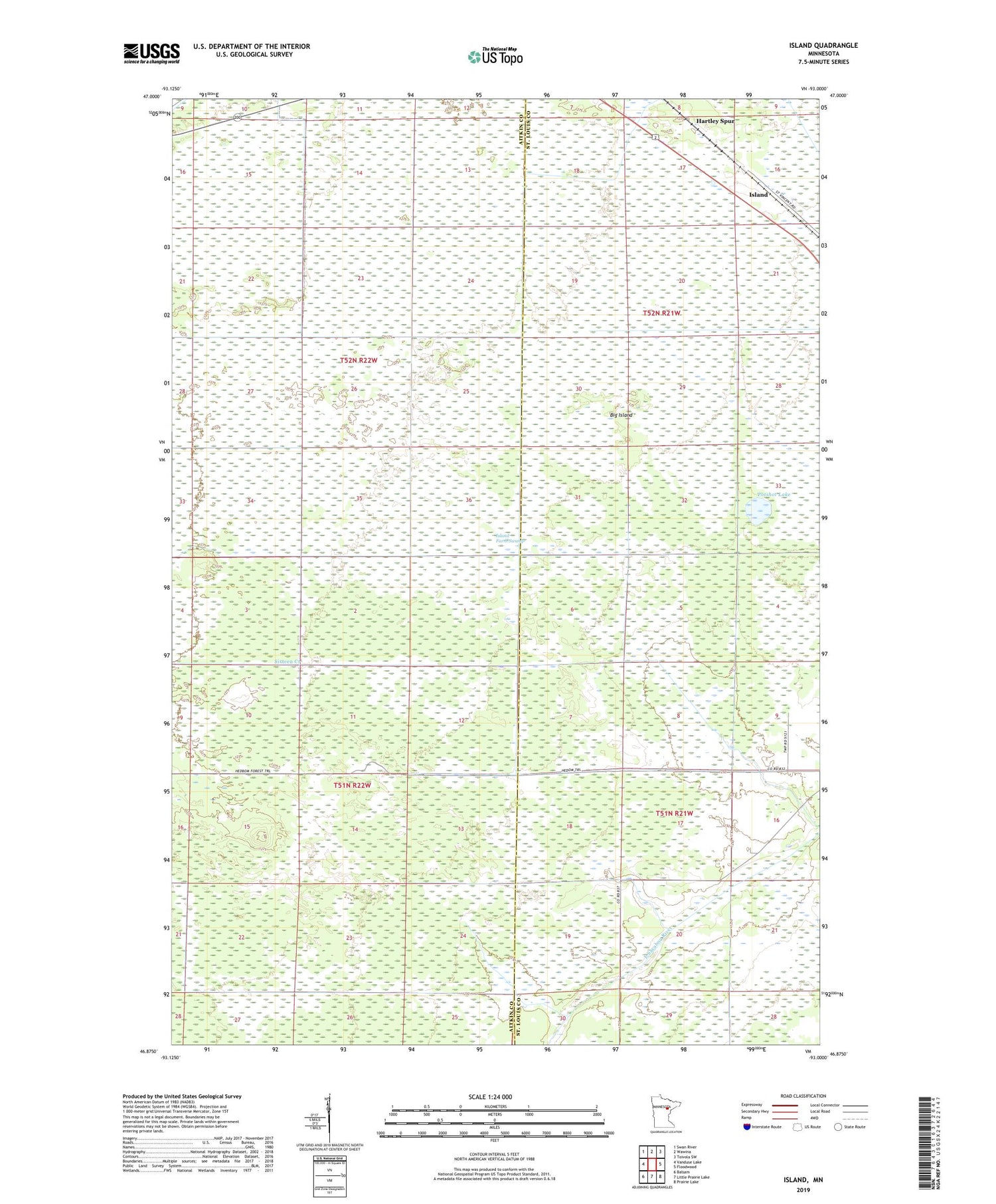 Island Minnesota US Topo Map Image
