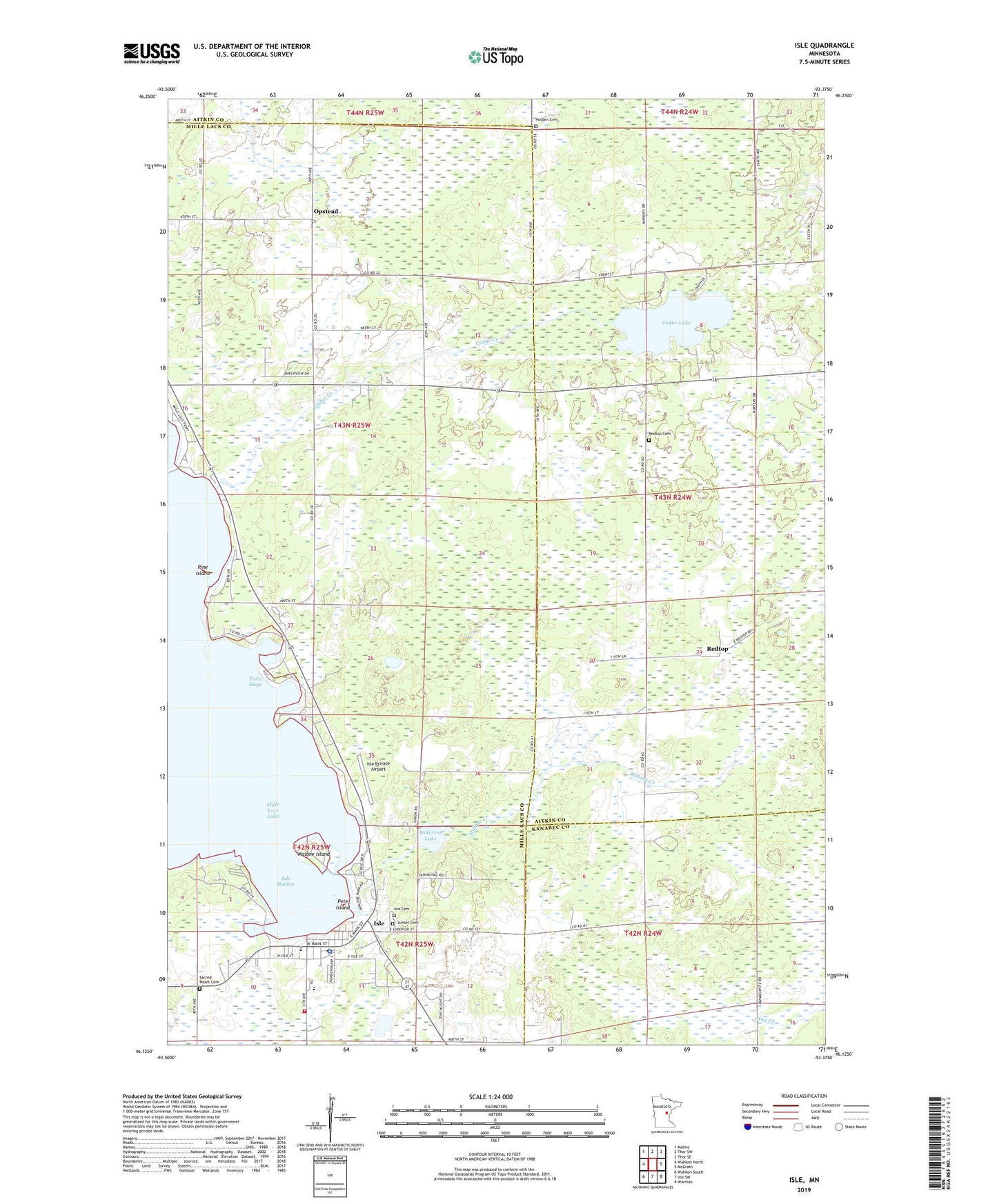 Isle Minnesota US Topo Map Image