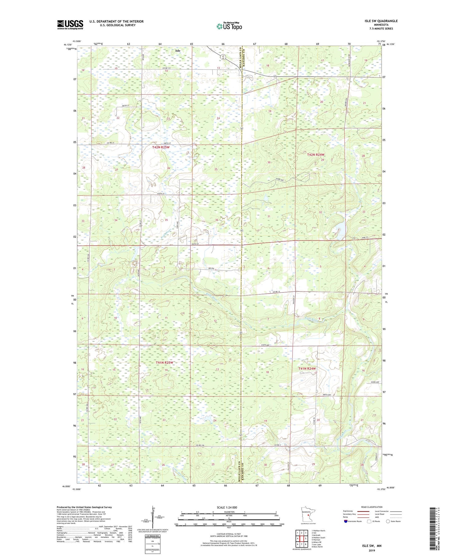 Isle SW Minnesota US Topo Map Image