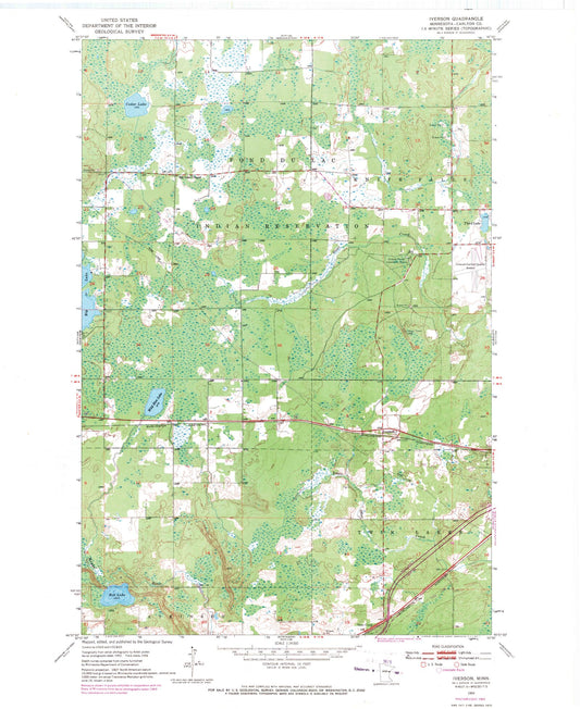 Classic USGS Iverson Minnesota 7.5'x7.5' Topo Map Image