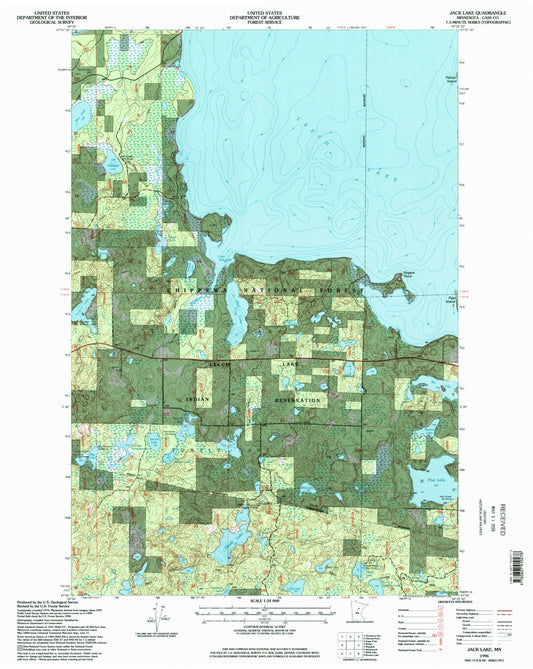 Classic USGS Jack Lake Minnesota 7.5'x7.5' Topo Map Image