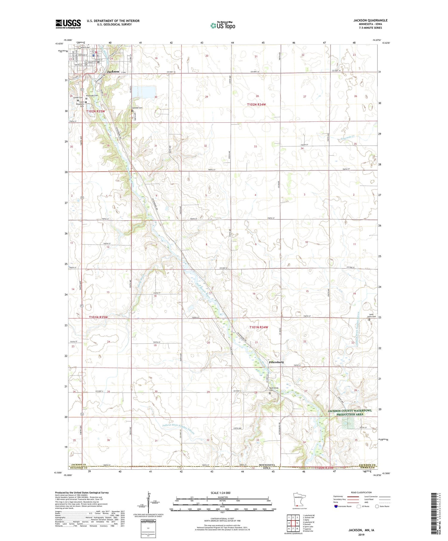 Jackson Minnesota US Topo Map Image