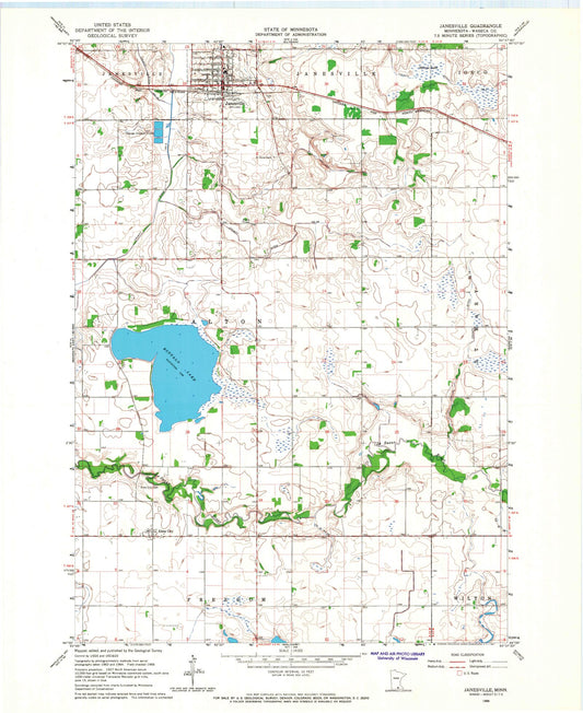 Classic USGS Janesville Minnesota 7.5'x7.5' Topo Map Image