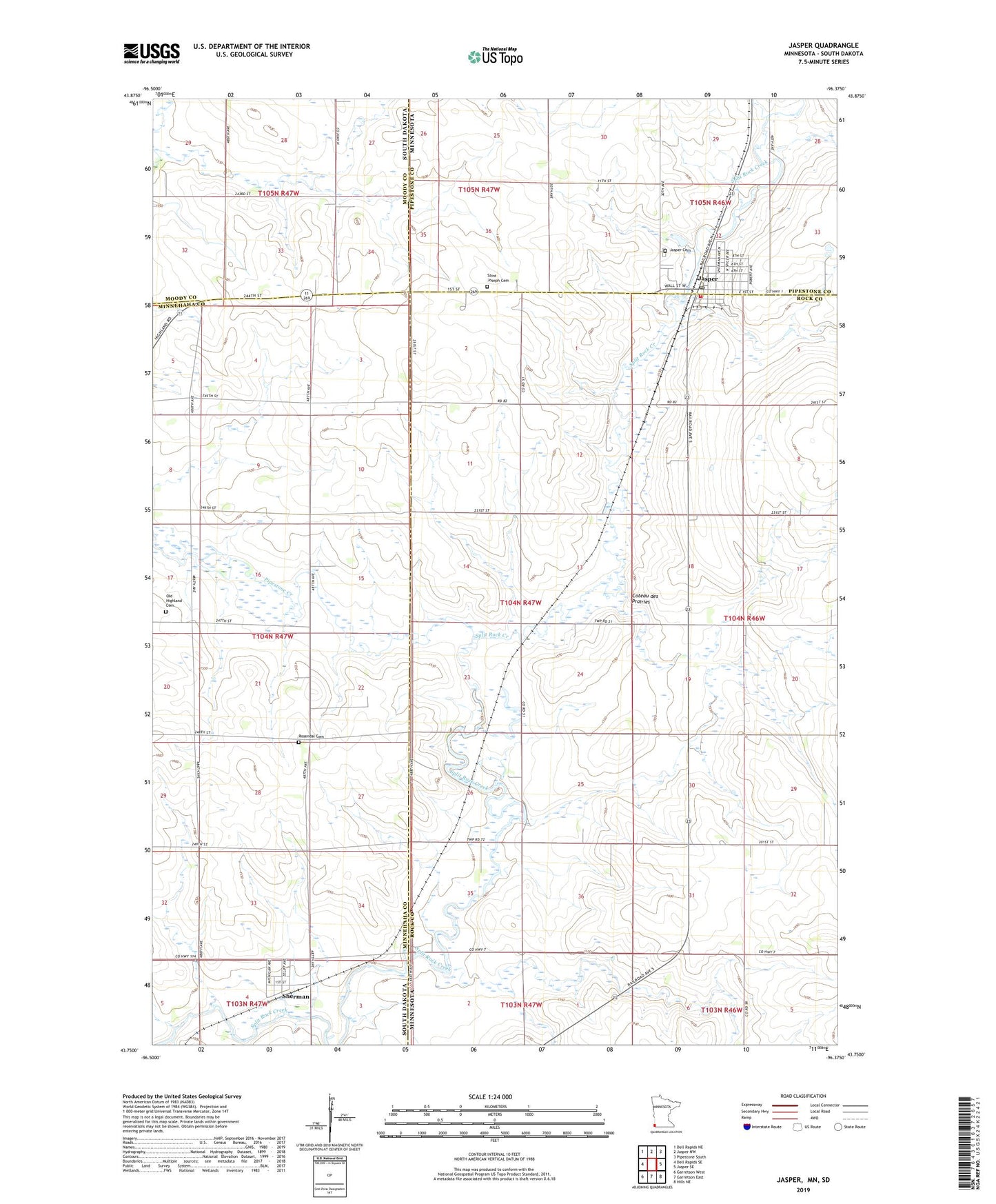 Jasper Minnesota US Topo Map Image