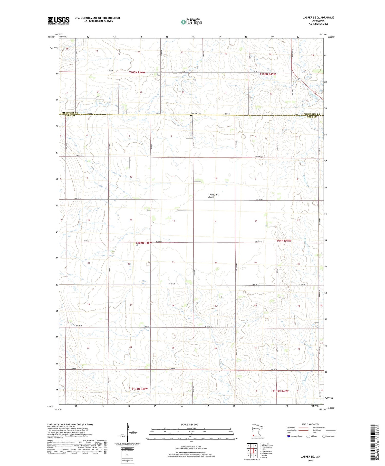 Jasper SE Minnesota US Topo Map Image