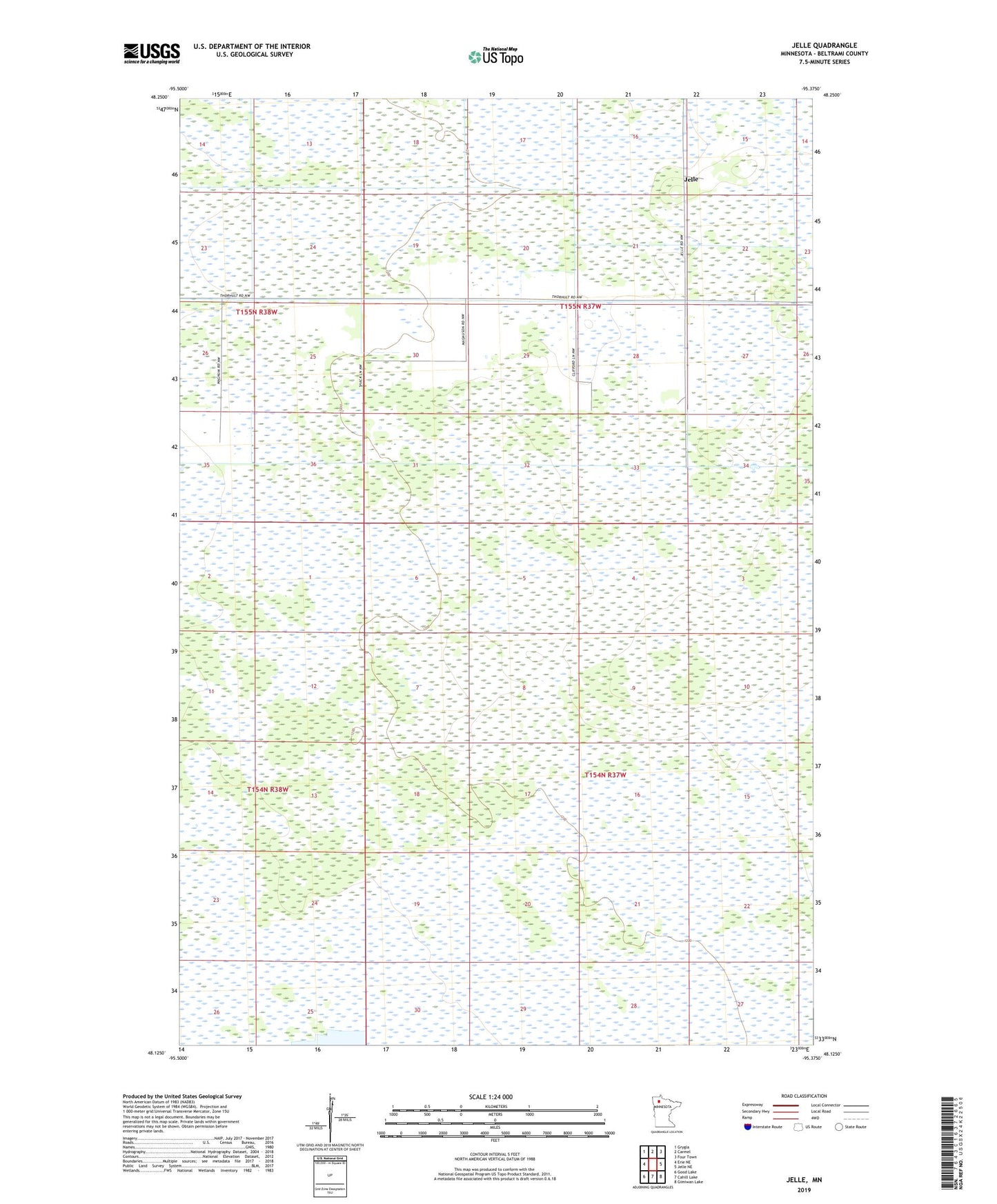 Jelle Minnesota US Topo Map Image